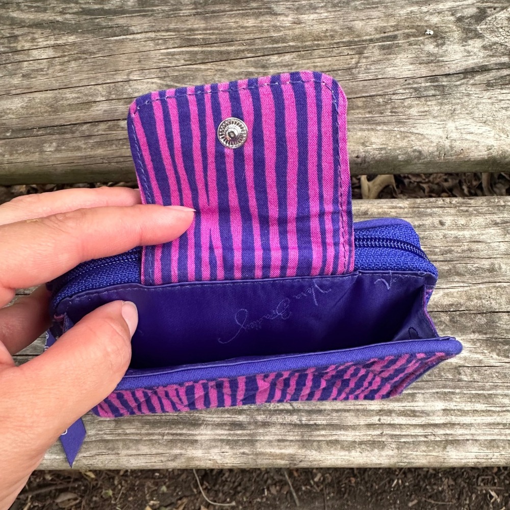 Vera Bradley Impressionista Stripe Smartphone Wristlet Purple Pink Cotton Wallet - Picture 5 of 7